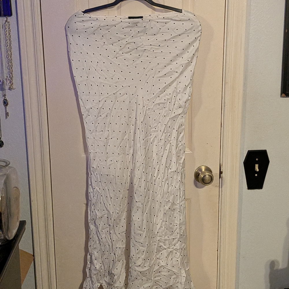 Bardot White Maxi Skirt with Black Polka Dots